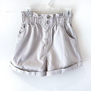 H&M High paperbag denim shorts khaki tan stretch waist 100% Cotton size 6